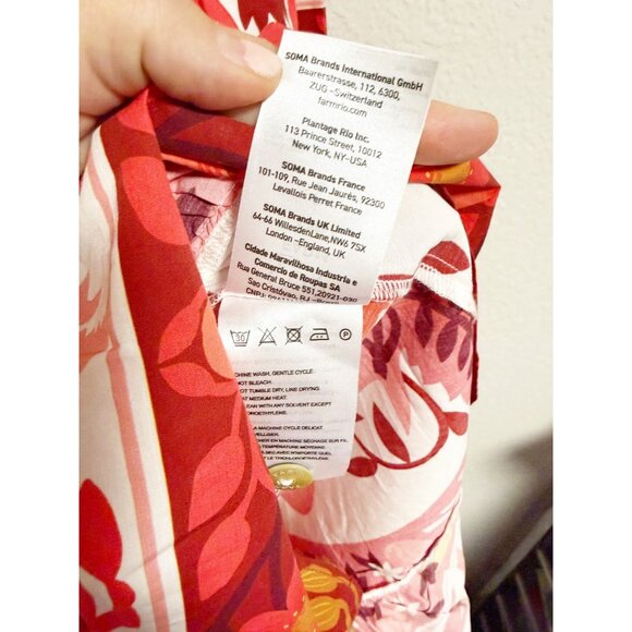 Farm Rio Womens Romantic Orchard Mini Dress Belted Red Floral Small - Picture 5 of 8